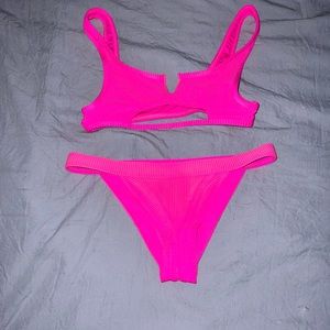 Neon pink bikini